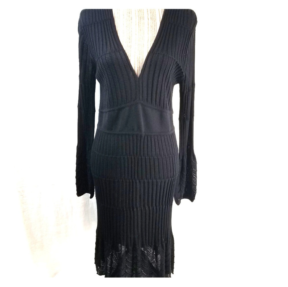 M Missoni Black Plunging Neckline Dress, 12